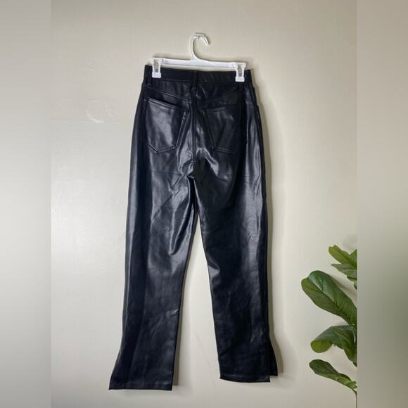 Abercrombie Split Hem Curve Love Vegan Leather 90s Straight Pants size 27/4 - Picture 7 of 7